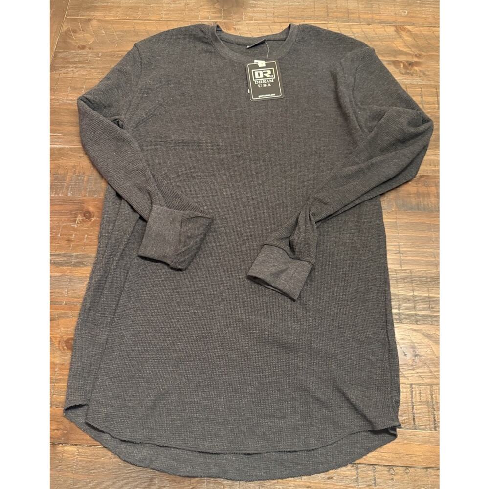 Dream USA Thermal Long Sleeve Shirt Men’s 2XL Charcoal Waffle Knit NWT